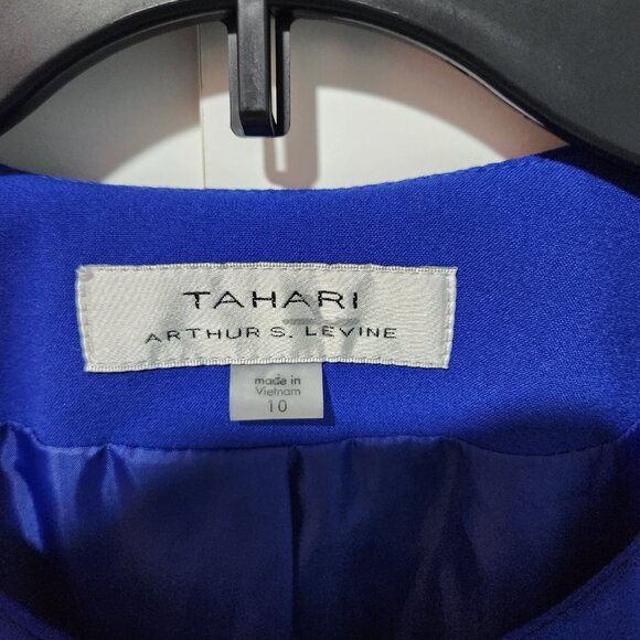 Tahari Arthur S. Levine Royal Blue Long Ponte Classic Jacket Blazer Size 10 - Picture 2 of 6